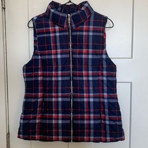 tommy hilfiger plaid puffer vest